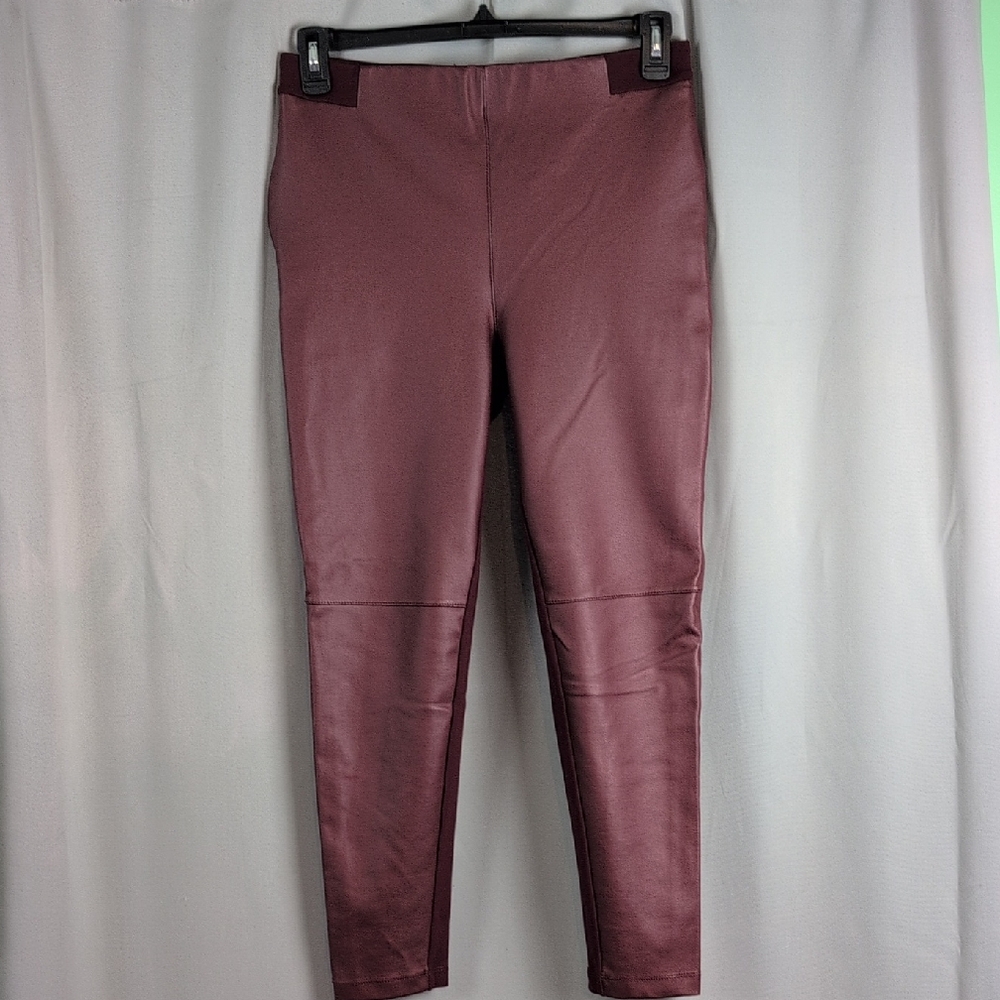 Betabrand Jett Skinny‎ Pants in Burgundy Faux Leather Large